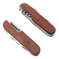 Outil de camping pliable multifonctionnel avec manche en bois, 11 en 1, mini couteau suisse en acier inoxydable, logo personnalisé