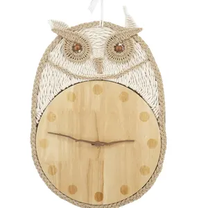 Owl Design Eco-friendly Wooden Wall Decorative Clock Decor For Home Interior