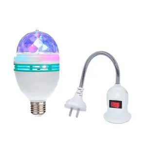 Bombilla LED de bola mágica de cristal para escenario, lámpara colorida de 3W con rotación de 360 grados, E27, RGB, para fiesta, discoteca, fábrica de China