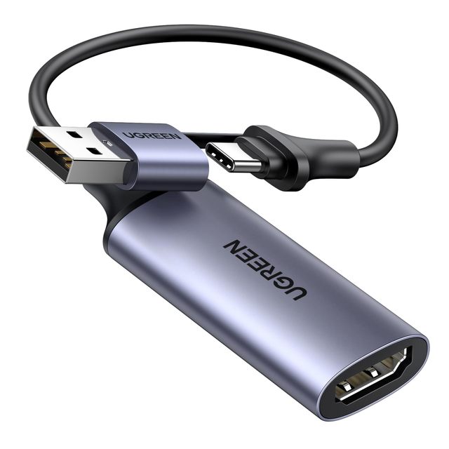 UGREEN Full HD 1080P Capture Card 4K HDMI to USB 2.0 HDMI Video Capture Card USB-A/USB-C Audio Recording for Gaming, Streaming