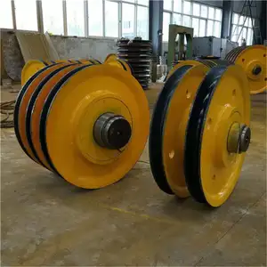 5T-100T Crane Winch Elevator Pulley Block Hook Grab Double Beam Trolley Lifting Wire Rope Sheave Pulley