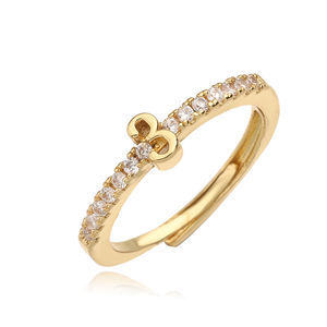 Venta al por mayor Simple 18K chapado en oro 0-9 números arábigos anillos <span class=keywords><strong>de</strong></span> dedo letra árabe anillo Zirconia cúbica anillo ajustable - Product Image 4