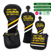 Ensemble de housses de club de golf 5 pièces avec slogan amusant pour Driver, Fairway, Hybride, Putter, en cuir PU noir, Nouveauté