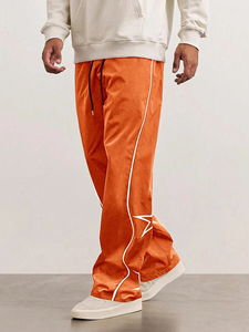 Pantalon décontracté en coton léger pour homme, coupe droite, avec cordon de serrage, style rétro tendance, style streetwear - Product Image 5