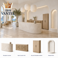 Ensemble de mobilier moderne pour hall d'hôtel : canapé personnalisé, fauteuil lounge, comptoir d'accueil, banc à bagages et buffet pour projets