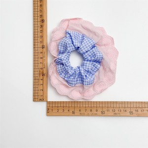 Coletero de Algodón Estilo Dulce, Cuadros Rosa y Azul, 16cm, Diadema Elástica Casual para Mujer - Product Image 1