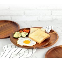 1 plateau en bois ovale, plateaux en bois pour servir les aliments, assiettes à dîner, assiette ronde en bois massif pour dessert