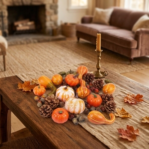 Set di Foglie d'Acero Artificiali Realistiche, Decorazione Autunnale per il Ringraziamento, <span class=keywords><strong>Halloween</strong></span> e Feste, Decorazione da <span class=keywords><strong>Tavola</strong></span> - Product Image 1