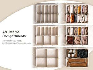 Lot de 2 organiseurs de rangement sous lit pour chaussures et vêtements, sacs de rangement en tissu rectangulaires pour chambre à coucher, type vertical - Product Image 6