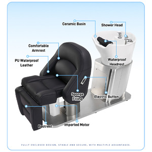 XFMC lüks elektrik ayarlanabilir saç Spa yıkama şampuan sandalye yatak kuaför salonu yıkama sandalye berber dükkanı için kase ile elektrikli - Product Image 4