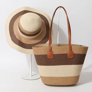 Wholesale Summer Beach Bag <b>Hat</b> Set Handmade Large Straw Tote Bag Women <b>Holiday</b> Seaside Beach Tote Bag <b>Hat</b> Set - Product Image 6