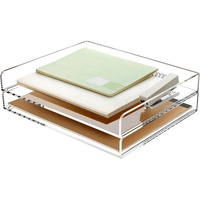 Bandeja Apilable para Cartas A4, Organizador de Escritorio, Organizadores y Accesorios de Escritorio de Acrílico, Clasificador para Aula, Oficina u Hogar