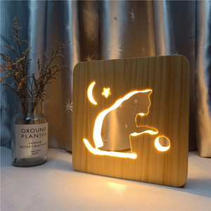 Custom Warm Light Solid Wooden Hollow Carved <strong>butterfly</strong> Shaped Led 3d <strong>Night</strong> Light Bedroom Decoration for Christmas Holiday Toys - Product Image 3