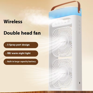 Humidificateur à brouillard multifonctionnel refroidi à l'eau Double tête Colorful Atmosphere Light New Rechargeable USB Spray Fan for Three Table - Product Image 5