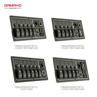 DAMAVO Panneau d'interrupteurs à bascule universel 12-24V pour applications marines, prises AC/DC, voltmètre pour VR et véhicules de construction - Nylon et alliage d'aluminium
