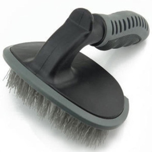 <b>Wheel</b> <b>Brush</b> Curved Straight Handle Tire Cleaning <b>Brush</b> For Car Steel Rim PVC Material - Product Image 3