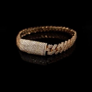 Elegant Iced Out Cuban Link Bracelet Made Of 925 Sterling Silver With Lab Created Moissanite Stones Dazzling Sparkle - Product Image 2