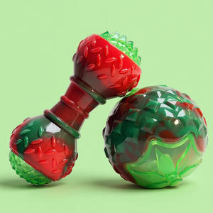 Giocattolo per cani dai colori natalizi-Stick da masticare a forma di bilanciere a forma di palla elastica giocattolo interattivo per animali domestici - Product Image 1