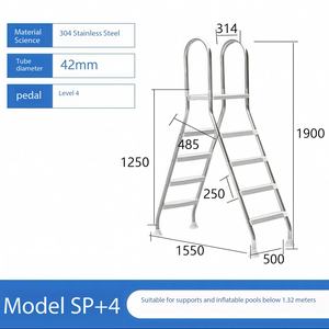 Échelle de <span class=keywords><strong>piscine</strong></span> <span class=keywords><strong>hors</strong></span> <span class=keywords><strong>sol</strong></span> de qualité supérieure en acier inoxydable et ABS, accessoire - Product Image 4