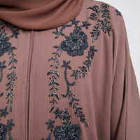 Nouvelle Abaya de luxe brodée de perles sur mesure pour le Moyen-Orient, grande taille, vente en gros, ensemble Abaya brodé musulman de Dubaï