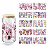 Plus de 400 000 designs – Autocollants étanches 3D holographiques UV en PET DTF pour gobelets et verres, motif dessin animé, 16 oz