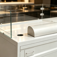 Table de grill teppanyaki de luxe sans fumée avec protection en verre, comptoir Hibachi japonais commercial pour restaurant