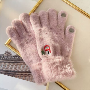 Guantes de invierno de lana cálidos con diseño de muñeco de nieve <span class=keywords><strong>para</strong></span> mujer, compatibles con pantalla táctil, ideales <span class=keywords><strong>para</strong></span> <span class=keywords><strong>scooter</strong></span>, venta al por mayor <span class=keywords><strong>para</strong></span> uso urbano. - Product Image 6