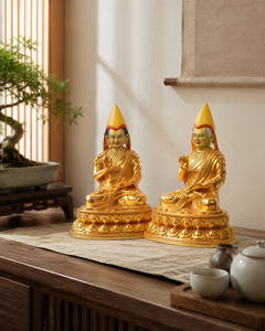 Juego de Estatuas Budistas Tibetanas de Cobre Dorado Hechas a Mano Directamente de Fábrica, Escultura de Monje Personalizada para Altar de Templo, Venta al Por Mayor - Product Image 3
