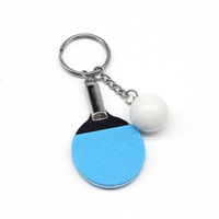 Porte-clés de sport en métal, gadget de raquette de tennis de table, cadeau de ping-pong, vente en gros