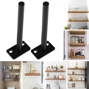 <span class=keywords><strong>Support</strong></span> mural flottant fixe noir à deux trous pour panneau dissimulé, 12 cm, rond, peint par pulvérisation - Product Image 2