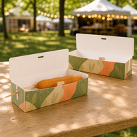 Boîte à hot-dogs pliable en papier kraft épais, vente en gros, haute qualité, résistante à la graisse, emballage jetable pour la restauration rapide, usine
