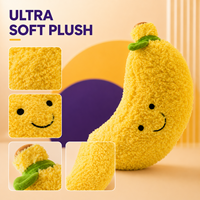 Peluche en gros en forme de banane, rembourrage en coton PP, cadeaux de fêtes, emballage personnalisé, mascotte en peluche