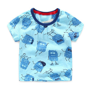Impression de t-shirts pas chers pour enfants, t-shirts d'été unis sans marque avec impression de dessins animés, prix de gros - Product Image 3