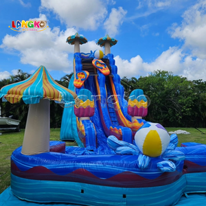 Toboggan aquatique gonflable sur le thème de la <span class=keywords><strong>plage</strong></span> et des tongs, grand format, double piste, pour fêtes estivales - Product Image 2