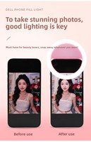 Luz de Relleno con Clip para Teléfono, 4 Niveles de Ajuste de Brillo, Luz Fría de 2500-6500K, Mini Luz de Relleno Recargable, Popular para Teléfonos