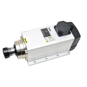 Air cooled spindle with 4 bearings ER32 6kw 380V 300hz 12A 18000rpm square Spindle motor for woodworking engraving machine