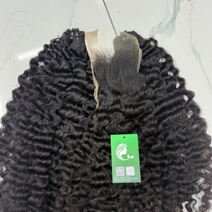 Vietnamese Hair Burmese Curly Hair Wig Raw Human Hair, Glueless Full Swiss HD <b>Lace</b> <b>Closure</b> with 3 Bundles - Product Image 1