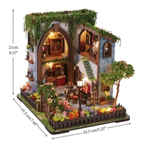 Jouet créatif DIY pour filles, maison de fleurs, modèle d'assemblage 3D fait main (Flower View Cottage)