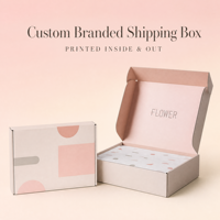 Boîte d'expédition en carton écologique rose à motif géométrique imprimé offset, emballage cadeau de luxe pour fleurs avec logo