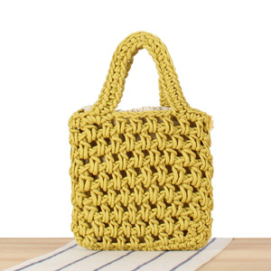 Femmes coton corde <span class=keywords><strong>Crochet</strong></span> cordon tissé Mini pochette paille <span class=keywords><strong>sac</strong></span> à main filet de pêche seau <span class=keywords><strong>sac</strong></span> fourre-tout - Product Image 2