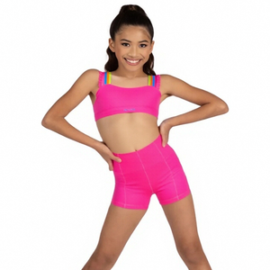<span class=keywords><strong>Top</strong></span> e Pantaloncini Sportivi Personalizzati per Ragazze, Abbigliamento da Allenamento Bicolore per Danza - Product Image 4
