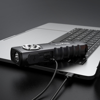 Lampe torche LED multifonctionnelle, torche à laser rouge, en alliage d'aluminium, rechargeable, avec aimant puissant