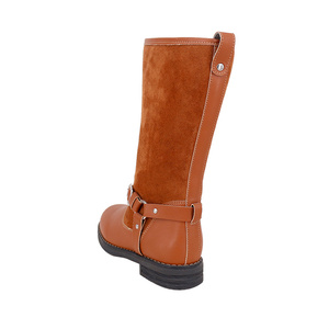Bottes mi-longues <span class=keywords><strong>marron</strong></span> pour femmes, chaussures plates en cuir PU, cuissardes hautes à la mode pour dames, nouvel arrivage 2022 - Product Image 3