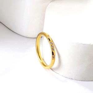 Bague en acier inoxydable ZIRCON plaqué or 18 carats avec diamants, bijoux de mode hip-hop pour hommes - Product Image 6