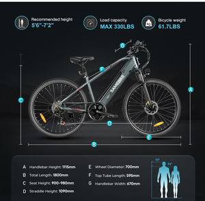 27.5" Carbon Steel Electric Hybrid Bike UK electric bike for adults SAMEBIKE - Product Image 5