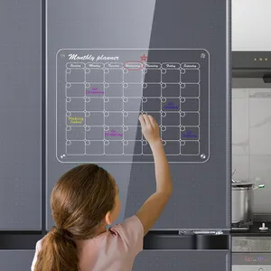 Hot Sales Transparent Magnetisch gehärtetes Glas Magnetischer Kühlschrank Kalender Dry Erase Acryl Whiteboard Für Konferenz