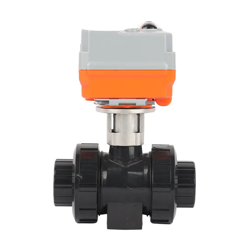 12v motorized automatic valve 2 way pvc 24v dc electric motor operated proportional control water union actuator ball valve