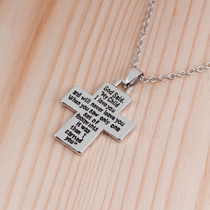 Collar ZRM de Aleación de Zinc con Colgante de Cruz y Huellas, Joyería de Moda con la Frase 'Dijo <span class=keywords><strong>Dios</strong></span>: Mi Hijo, <span class=keywords><strong>Te</strong></span> <span class=keywords><strong>Amo</strong></span>', Estilo Punk para Hombre - Product Image 5