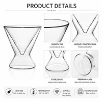 Gobelet isotherme moderne en verre borosilicate à double paroi de 4 oz, en forme de sablier, pour boissons froides (café glacé, thé, jus)