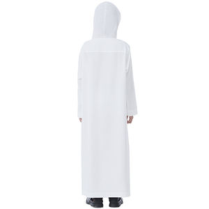 高品质中东伊斯兰男孩Thobe Thawb纯色长袖拉链连帽衫Abaya长袍阿拉伯穆斯林民族男孩长袍 - Product Image 5